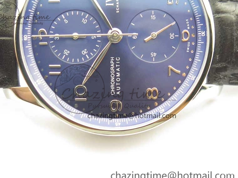 MIROTIME 0724 Timeless Portuguese Chrono IW371606 ZF 1:1 Best Edition Blue Dial on Black Leather Strap A 7099